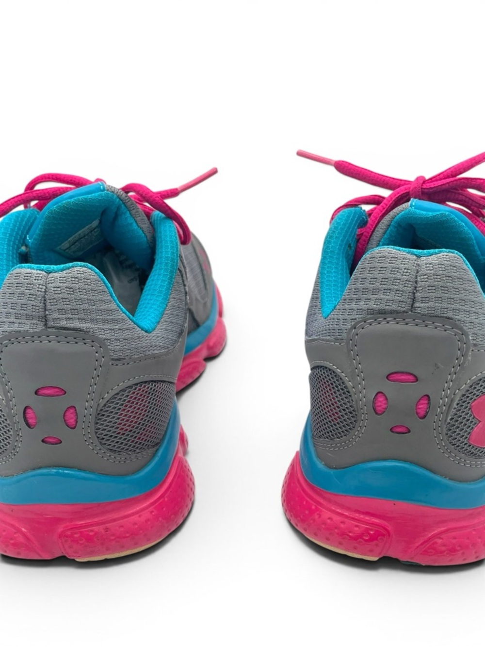 Under Armour Running Shoes Gray Pink Teal Women’s 7 Youth 6Y Athletic - Picture 7 of 10